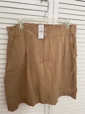 NWT LOFT $70 Camel Paperbag Waist A-Line Skirt, size 8